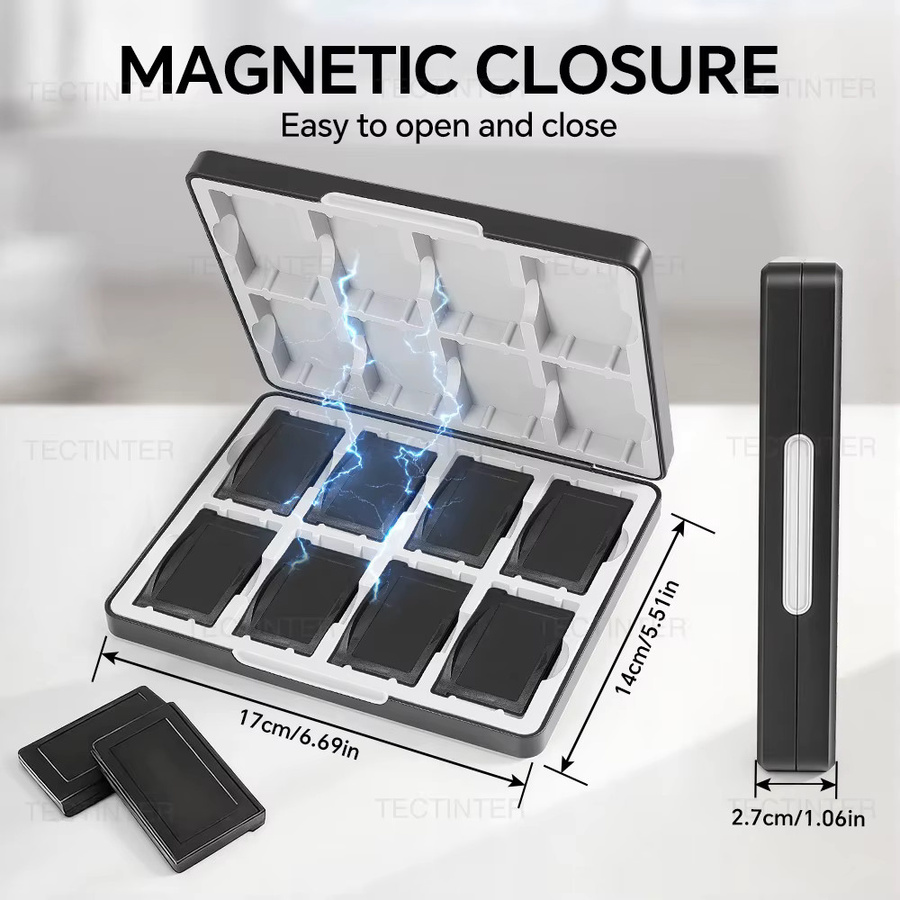 TECTINTER 16-in-1 Magnetische Tragbare Spielkarten-Aufbewahrungsbox für GB/GBA/GBC in Schwarz - Bild 2