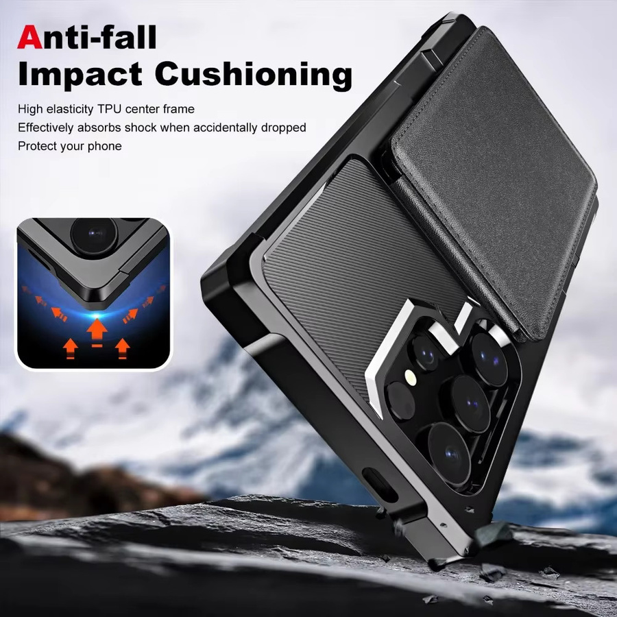 Handyhülle mit Kartenhalter für Samsung Galaxy S25 S26 S24 S23 S22 S21 Ultra Plus und A-Serie in Schwarz und Lila - Bild 2