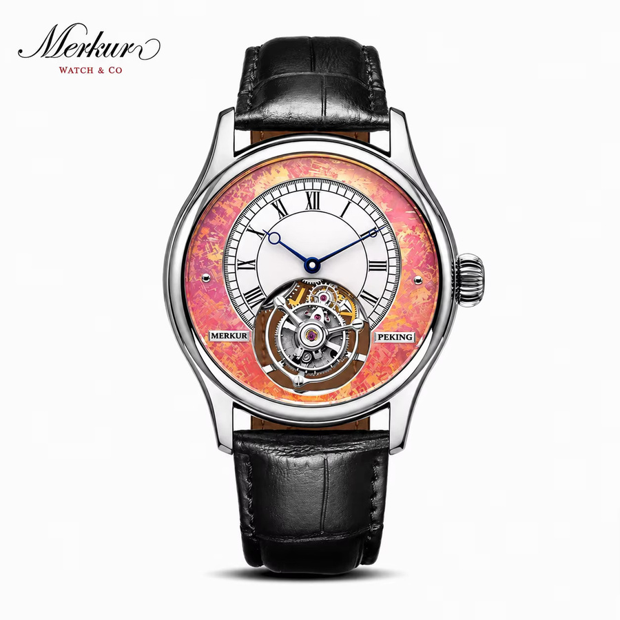 Merkur Armbanduhr, Automatik, Edelstahl, Saphirglas, Leder, Herren - Bild 4