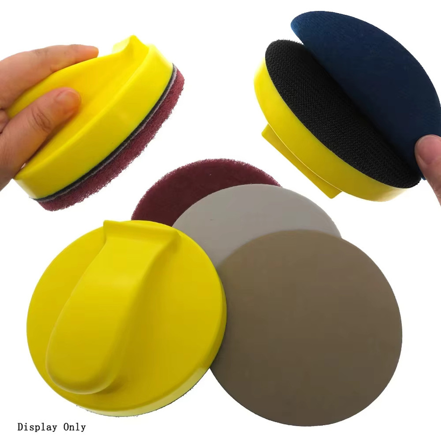 Handschleifblock mit Schleifpapierhalterung und Polierpad aus PU-Schaum in Gelb, 5/6 Zoll - Bild 3