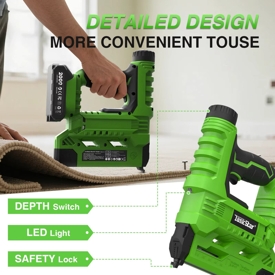 Taskstar 2 in 1 elektrische Nagelpistole und Akku-Hefter für Makita 18 V Akkus, 18 Gauge Brad Nailer, Grün - Bild 5