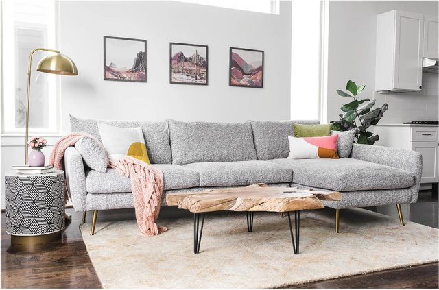 HTI-Living Ecksofa Antonius in Grau meliert aus Webstoff mit rechter Ausrichtung - Bild 1