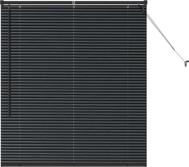 vidaXL Balkenjalousien mit Vorhängen aus Aluminium in Schwarz, B: 130 cm, H: 115 cm - Bild 1