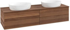 V&B Waschtischunterschrank Antao mit Frontstruktur und Beleuchtung in Warm Walnut, B: 160 cm, T: 50 cm - Bild 1