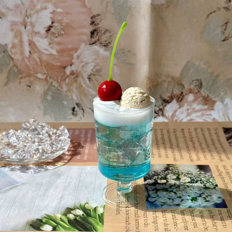 Vintage Showa Style Tee-Ornamente in Blau mit Mandarine und Fruchtgelee als Fotografie-Requisiten - Bild 4