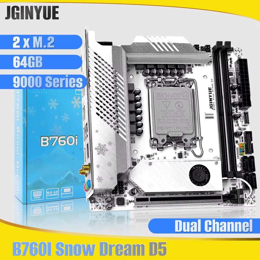 JGINYUE B760 Computer-Mainboard LGA1700 für 12./13./14. Generation Intel Core Prozessoren, DDR4/DDR5 Unterstützung, Weiß - Bild 5