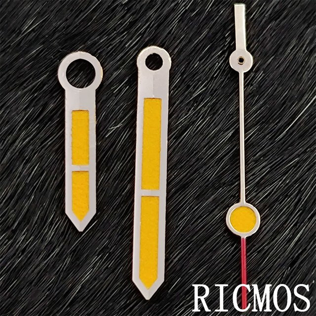 RICMOS Uhrzeiger, grün leuchtend, orangefarben, für NH35 NH36 Miyota8215 DG2813 ETA2824 2836 Uhrwerk-Ersatzteile - Bild 1