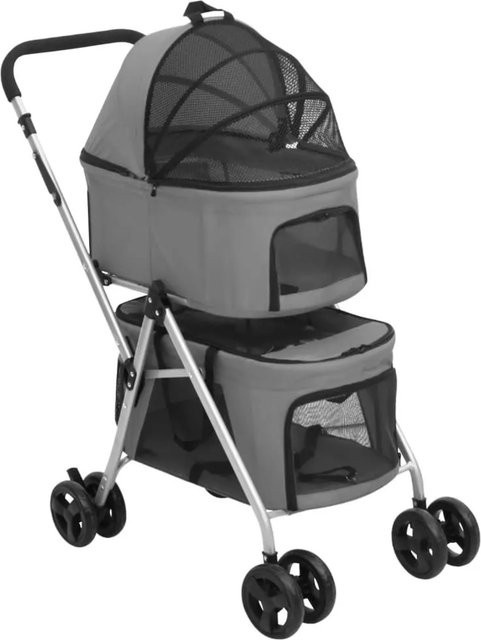 vidaXL Hundewagen für 2 Hunde, faltbar, Grau, Oxford-Gewebe, B/T/H: 83 x 48 x 97 cm - Bild 1
