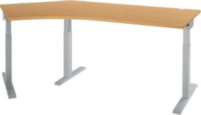 Schäfer Shop Select Winkelschreibtisch ERGO-T 2.0 mit 135 Grad Winkel, Ansatz links, T-Fuß, Buche/weiß, B: 216,5 cm, T: 80,0 cm, H: 67,5-89,5 cm - Bild 1