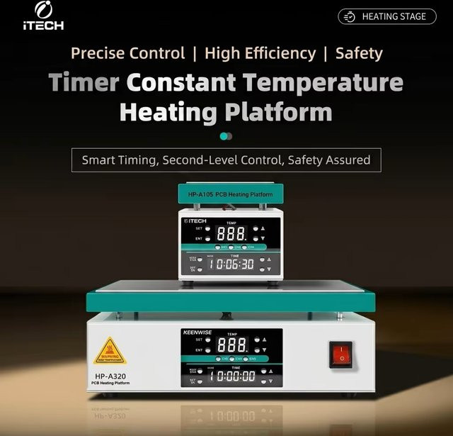 ITECH Hochtemperatur-Vorwärmplatte Elektroheizplatte für Leiterplattenheizung 0-450°C Weiß B/T: 30 x 20 cm - Bild 1