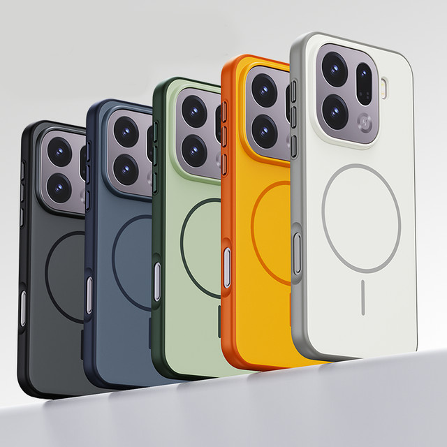 Magnetische Schutzhülle für OPPO Find X9 und Find X9 Pro, zweifarbig matt aus PC und TPU mit Metallknopf, Schwarz/Multicolor - Bild 1