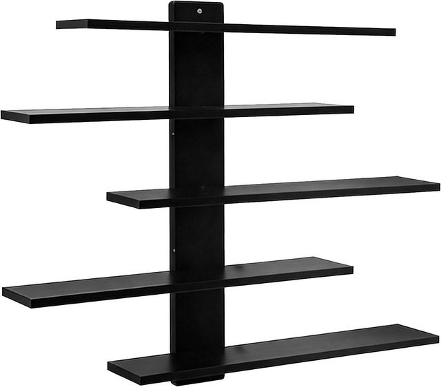 Musysh Schwebendes Figurenregal aus Holz in Schwarz mit 5 Etagen für Wandmontage - Bild 1