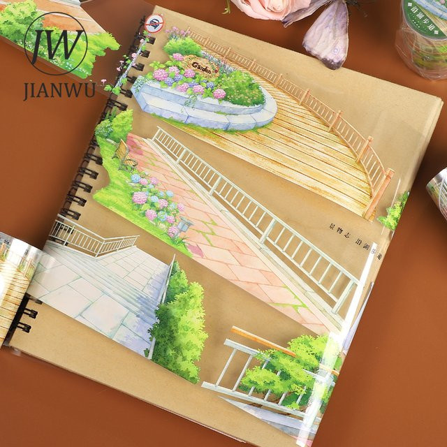 JIANWU Washi Klebeband Vintage Pflanzenmotiv Multicolour Breite: 6 cm, Länge: 500 cm - Bild 1