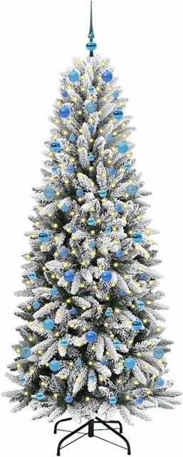 vidaXL Künstlicher Weihnachtsbaum mit 300 dimmbaren warmweißen LEDs in Grün und Weiß, H x B x T: 210 x 78 x 78 cm - Bild 1