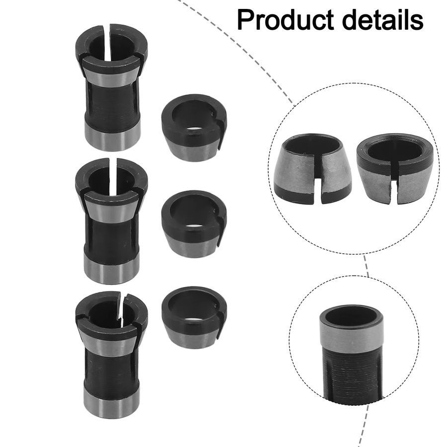 Vibratite Spannzangen-Adapter Set 6-teilig in Silber für Gravurmaschinen und elektrische Router, Durchmesser: 6 mm, 6,35 mm und 8 mm - Bild 6