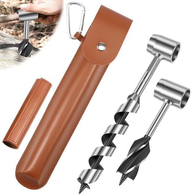 Hands DIY Handbohrmaschine aus Kohlenstoffstahl in Silber, manueller Schneckenbohrer mit 26 mm Durchmesser für Camping und Überlebensszenarien - Bild 1