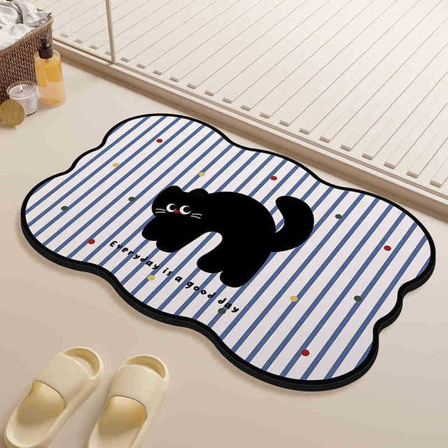 Yiran Furniture Cartoon Diatomeenerde Bodenmatte mit Tier-Motiv, Blau, B/T: 60 x 40 cm - Bild 1