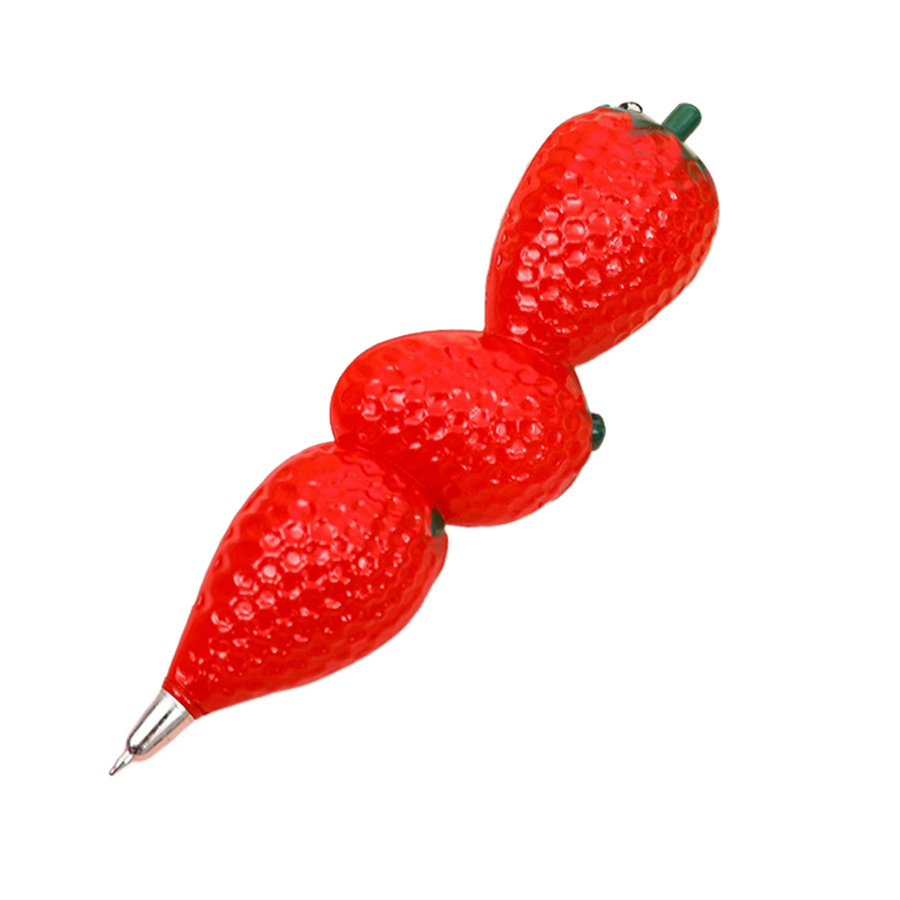 Kreativer Obst- und Gemüse-Kugelschreiber mit Magnet für Kinder in Rot, Cartoon-Briefpapier für glattes Schreiben, 1 Stück - Bild 3