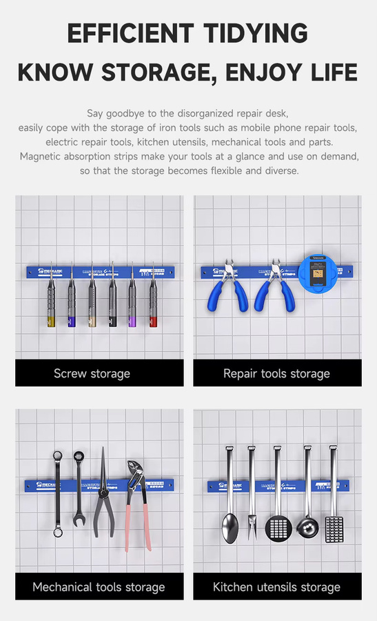 MECHANIC MAG25 Magnetische Absorptionsleiste aus Metall für die Telefonreparatur und Werkstatt-Organisation - Bild 3