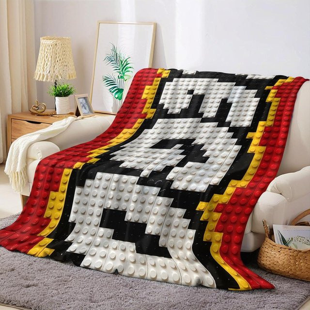 JMG Household Supplies Flanell Decke Ziegelstein Pixel Mosaik Design, Weich und Warm, Mehrfarbig, B: 100 cm, B: 150 cm - Bild 1