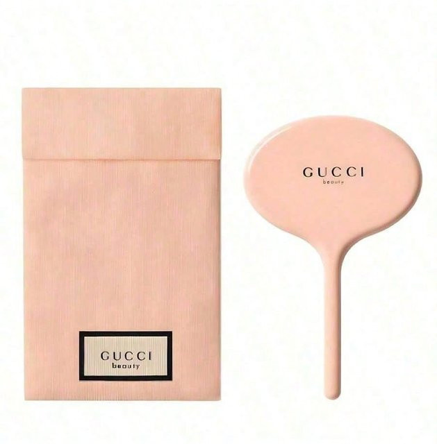 Cucci Handspiegel für Damen in Pink, runder Kosmetikspiegel mit Griff aus Kunststoff - Bild 1