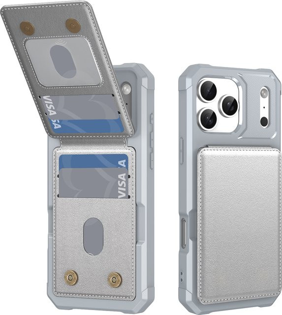 szHAIyu Leder-Geldbörse und Handyhülle für iPhone 17 Air, iPhone 17 Pro, iPhone 17 Pro Max mit Kartenhalter, Ständerfunktion und doppeltem Magnetverschluss, Schwarz - Bild 1