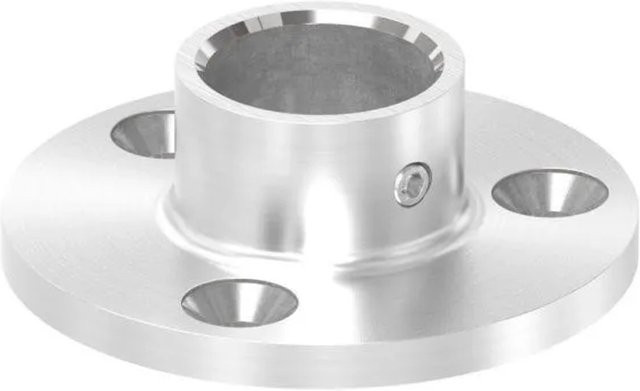 FeNau Wand- und Bodenanker aus Edelstahl V2A für Rohr Ø 21,3 mm, Farbe Silber, Ronde Ø: 60 mm, geschliffen Korn 240 - Bild 1