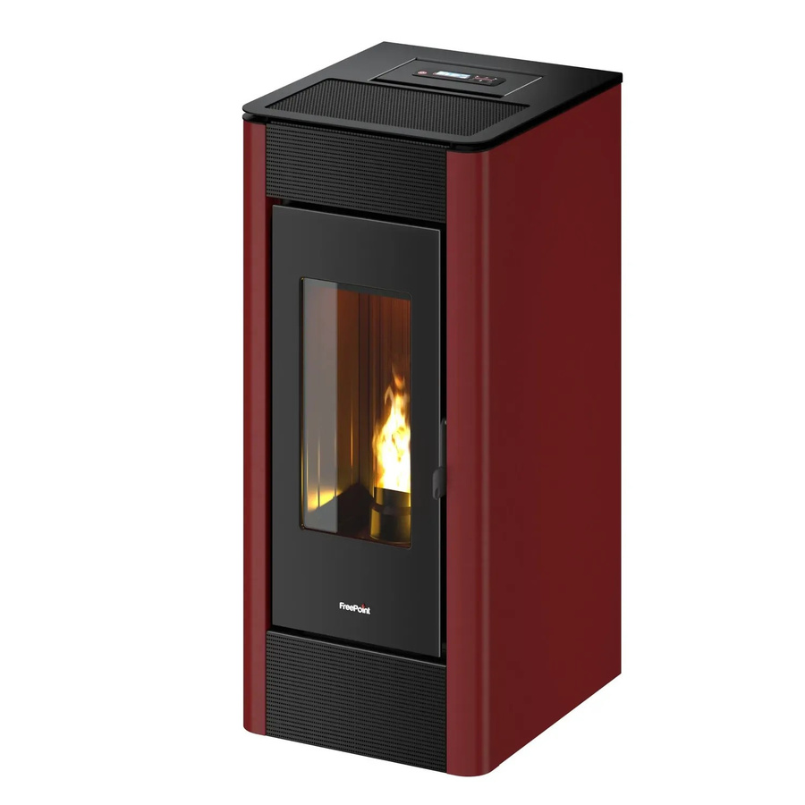 FreePoint Pelletofen Indaco 11 in Bordeaux Rot mit 10,5 kW Leistung und WiFi-Funktion - Bild 2