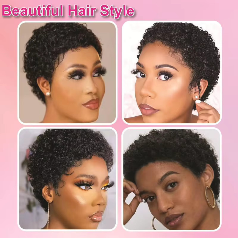 Suri Hair Afro-Synthetik-Perücke, kurz, schwarz, Damen - Bild 4