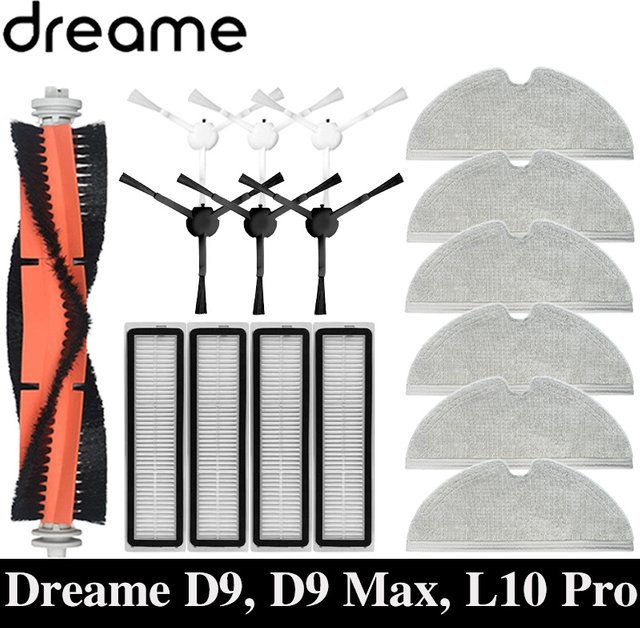Dreame Ersatzteile Set für D9, D9 Max und L10 Pro mit Hauptseitenbürste, Hepa-Filter und Mopptuch in Beige - Bild 1