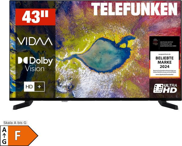 Telefunken Smart TV D43U790B2CW 43 Zoll LED Fernseher 4K UHD HDR Dolby Vision VIDAA Schwarz - Bild 4