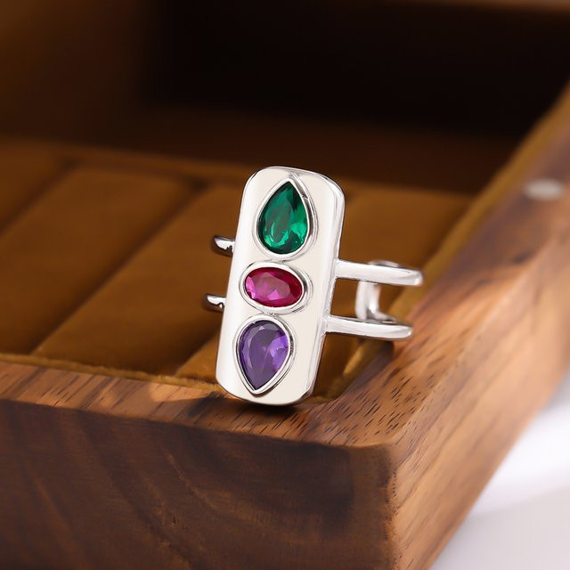 GaGa-Duck Ring 925 Silber, Kristall, Geometrisch, Unisex - Bild 1