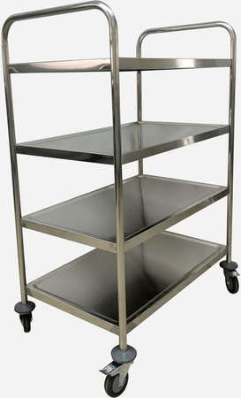 Better Home Servierwagen aus Edelstahl mit 4 Böden und 4 Rollen, Farbe: Silber, B/T/H: 50 x 95 x 117 cm