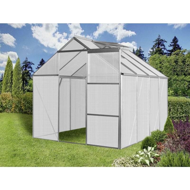 Floraworld Gewächshaus Grow II mit Dachfenster und Schiebetür aus Aluminium und Polycarbonat, transparent, B/H: 190 x 193 cm - Bild 2