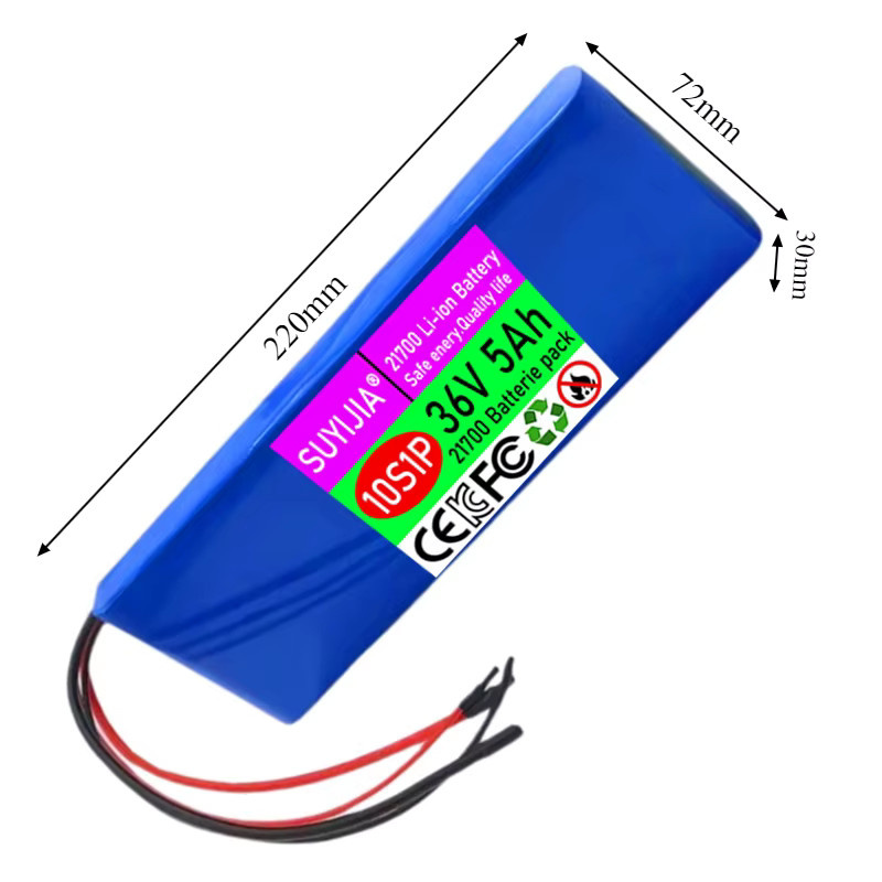 SUYIJIA 21700 Li-Ionen-Akku 36 V 5 Ah 10S1P mit integriertem 20 A BMS in Blau für Elektroroller (250 W-500 W) - Bild 2