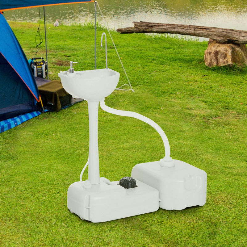 Outsunny Camping Waschbecken Grau mit 17 l Auffangbehälter und Spender für Outdoor Nutzung H x B x T: 103 x 83 x 50 cm - Bild 2