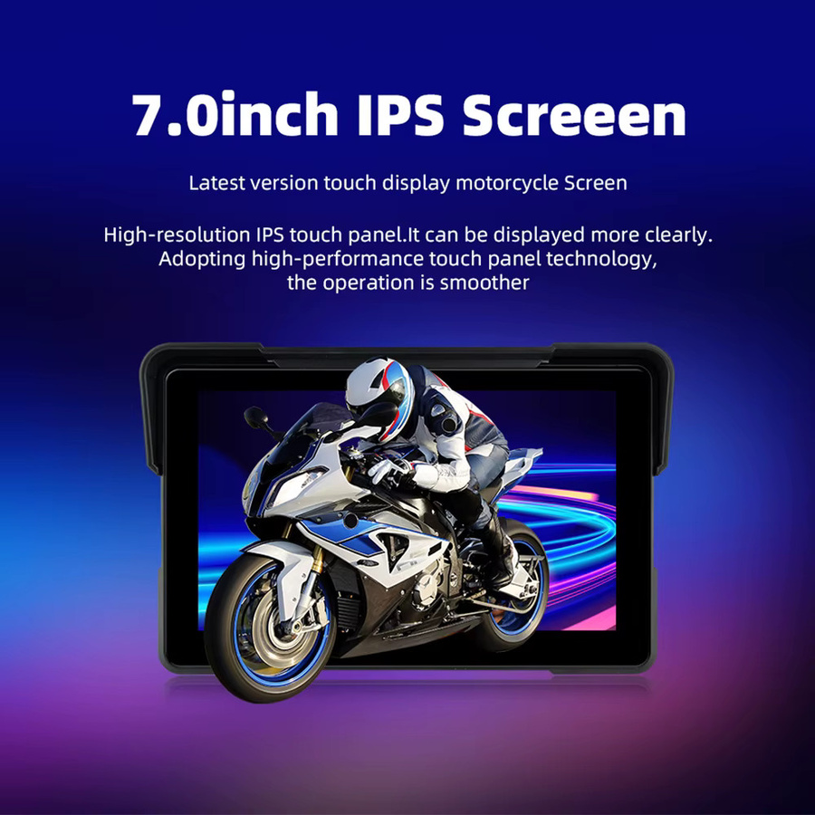 EKIY Tragbares digitales Motorrad-Armaturenbrett mit 7,0 Zoll Display, Wireless CarPlay und Android Auto, GPS-Navigation, Schwarz - Bild 5