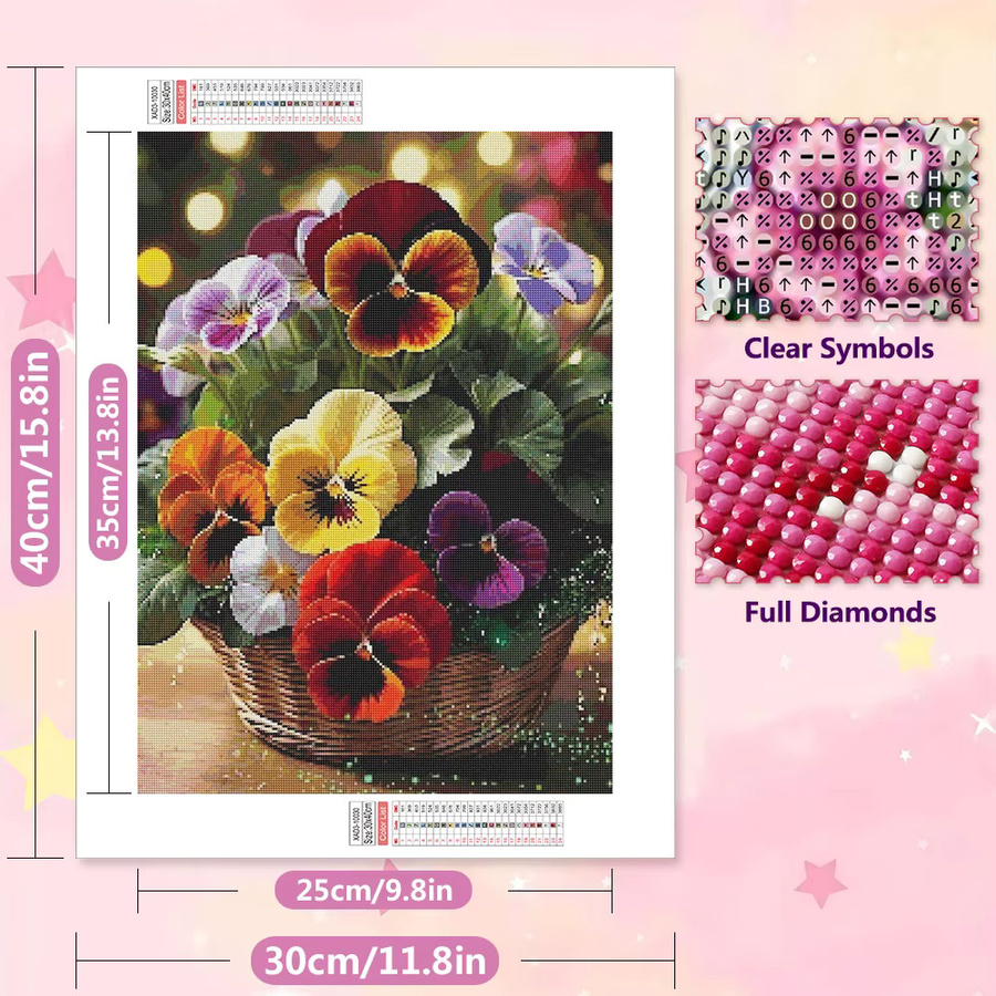 EverShine DIY Diamant-Stickerei Stiefmütterchen Mosaik Blume als Vollbohr-Diamantkunst Malerei Set in Multicolour, Breite: 30,0 cm, Höhe: 30,0 cm - Bild 2