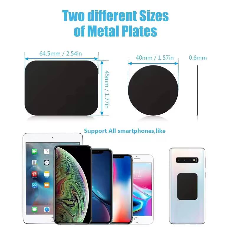 Magnetische Metallplatte für Auto-Telefonhalterungen, Universal Eisen-Disk Aufkleber für iPhone, Schwarz, B: 40 mm, H: 40 mm und 45 x 65 mm - Bild 2