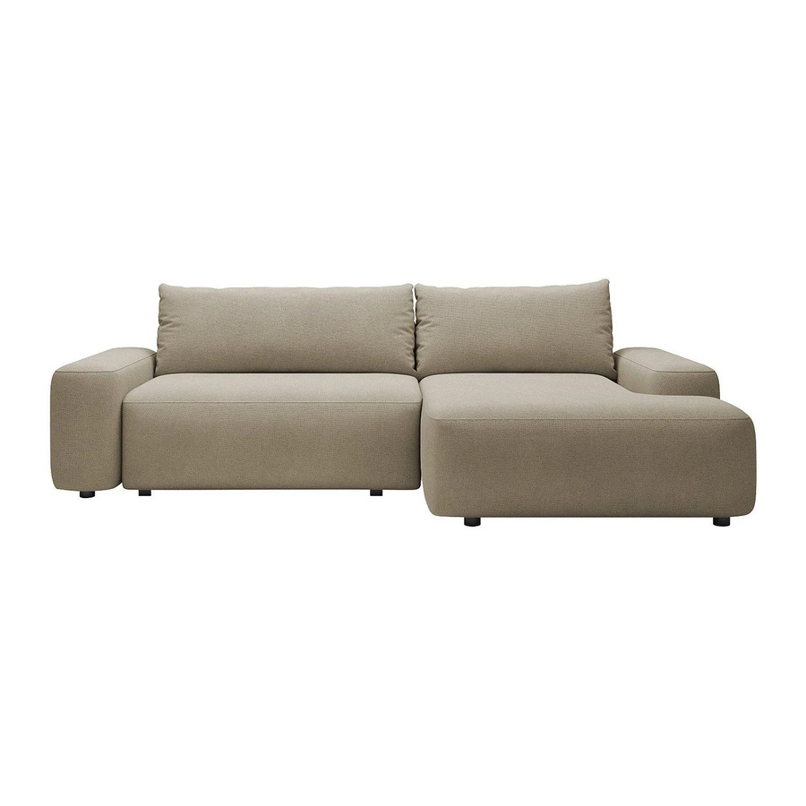 Vente-unique Schlafsofa Daviso in L-Form mit Polsterung und Schlaffunktion, Farbe Taupe/Beige - Bild 2
