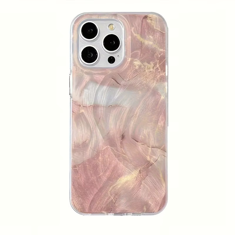 Apple iPhone Handyhülle aus TPU mit rosa Marmormuster und silberner Galvanisierung - Bild 3