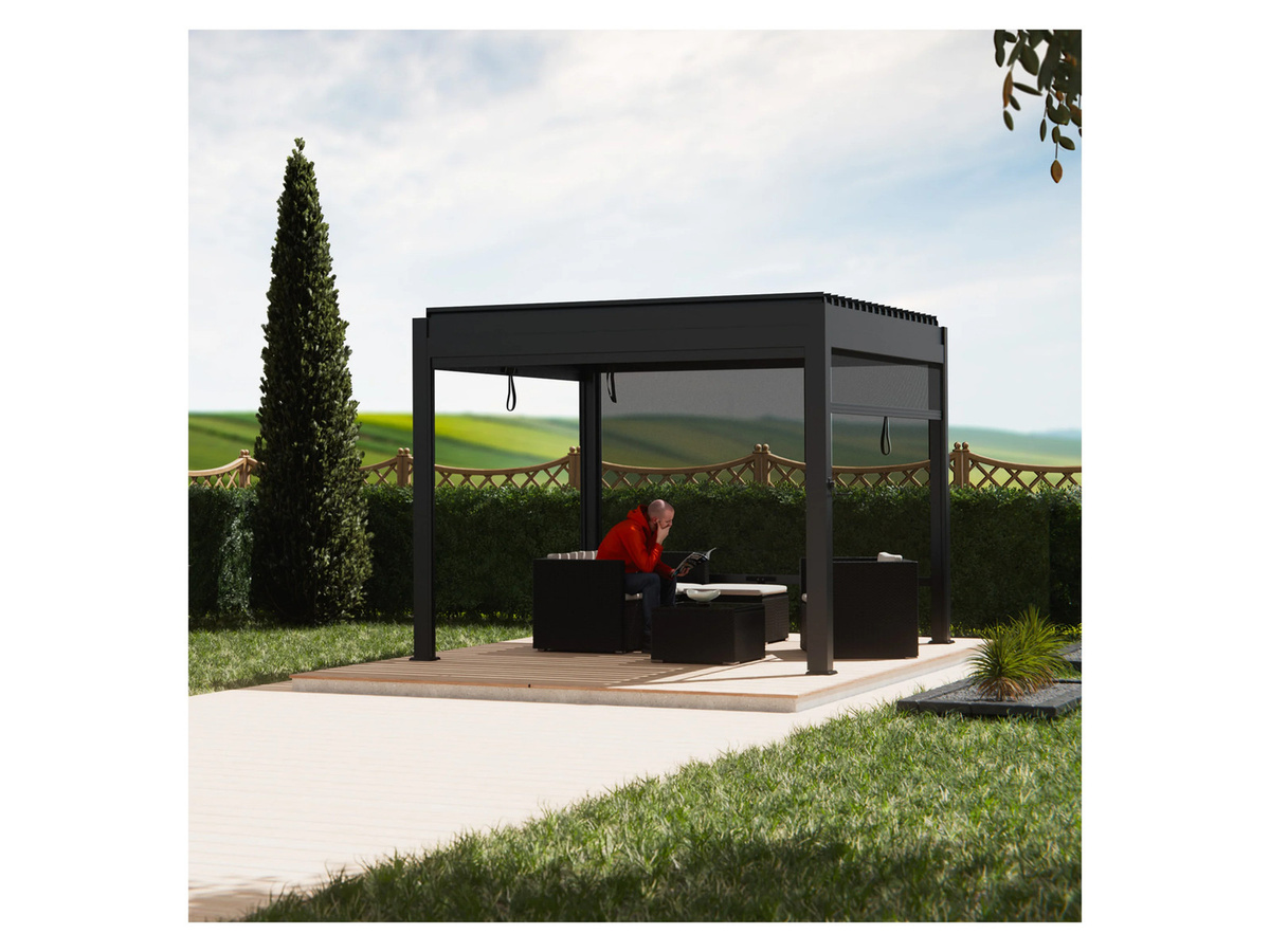 Juskys Pergola Tahiti Lamellendach aus Stahl in Anthrazit, B/T: 300 x 300 cm - Bild 3