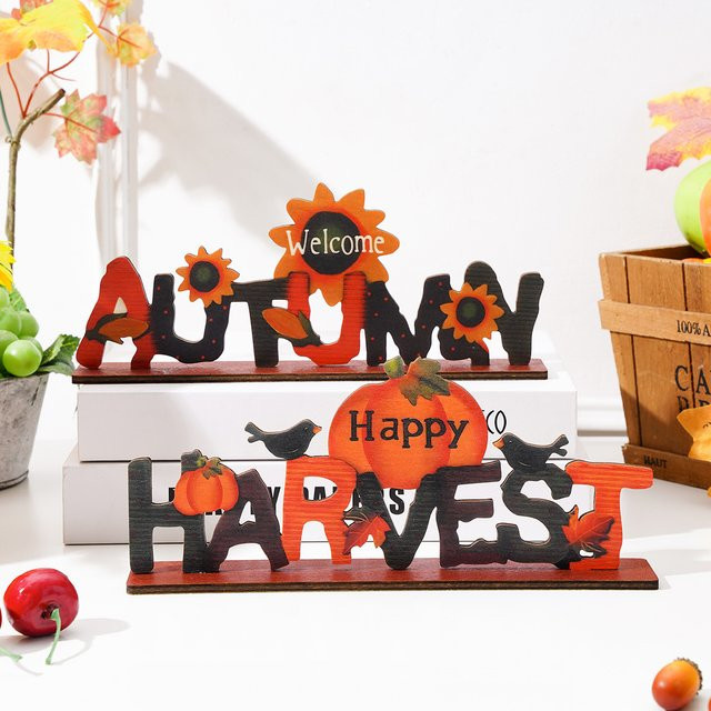 Holzbuchstabe für Herbst und Erntefest als Thanksgiving Dekoration - Bild 1
