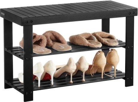 VEVOR Schuhbank aus Bambus mit 3 Ebenen, Schuhregal Organizer in Schwarz, B/T/H: 70,3 x 28,8 x 45,1 cm - Bild 1