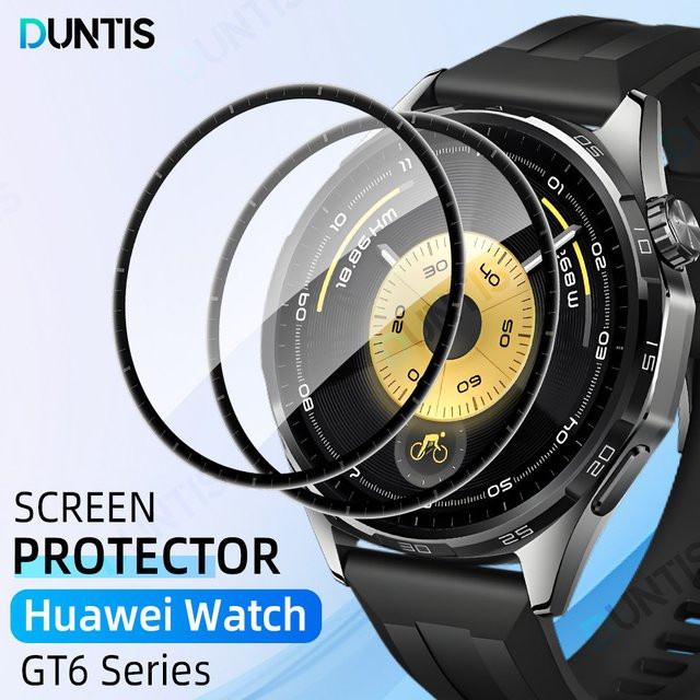 DUNTIS Displayschutzfolie für Huawei Watch GT 6 Pro 46 mm, 3D gebogener Ultra-HD-Schutz mit vollständiger Abdeckung, transparent - Bild 1