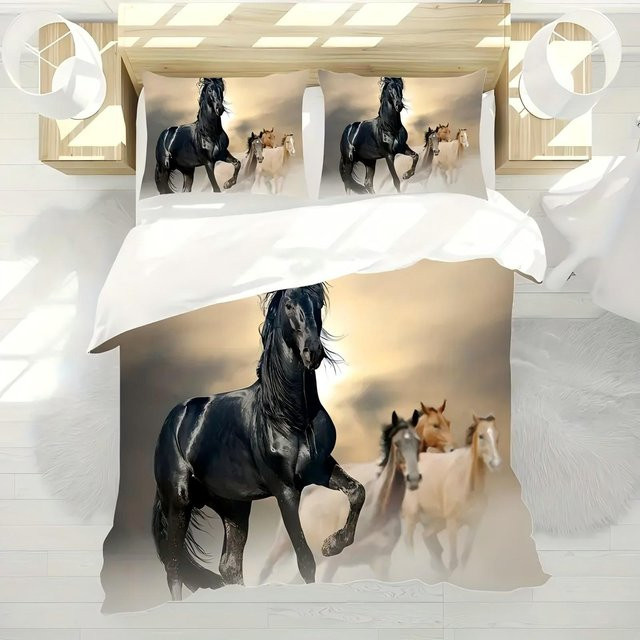 Sonnenpferd Bettwäsche Set mit Wildtier Laufmuster, 3-teilig, EU Single, B/H: 135 x 200 cm - Bild 1