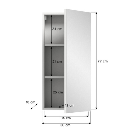 Spiegelschrank VIRA xonox.home weiß glänzend B/H/T: 38 x 77 x 18 cm