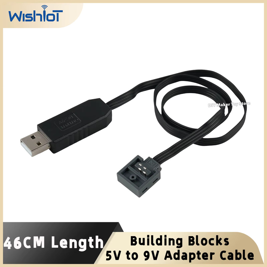 Wishiot MOC Micro-USB-auf-9V-Adapterkabel für Power Functions Bausteine, Schwarz, Länge: 46 cm - Bild 2