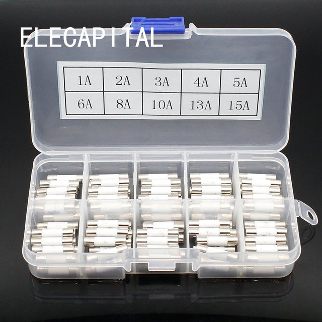 100 Stück ELECAPITAL Keramik-Sicherungen weiß, langsam auslösend, 5 x 20 mm, 250V - Bild 1