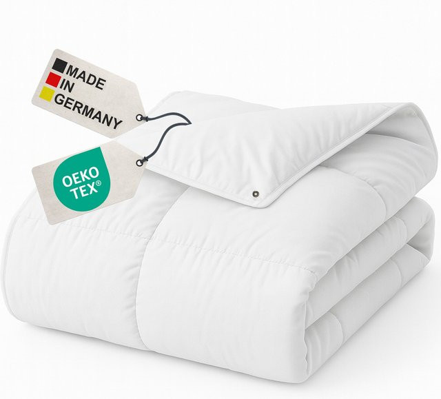 NYVI 4-Jahreszeiten Bettdecke Deluxe Mikrofaser Feinbatist mit Peach Touch als 3in1 Sommerdecke, Übergangsdecke und Winterdecke, Farbe: Weiß, B/H: 155 x 240 cm - Bild 1